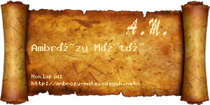 Ambrózy Máté névjegykártya