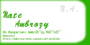 mate ambrozy business card